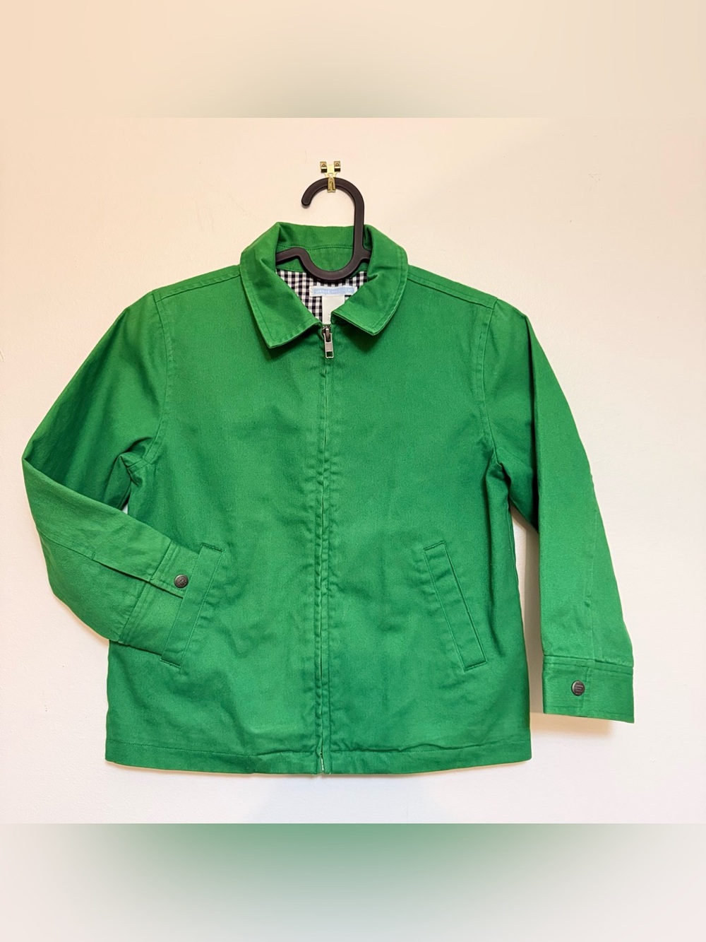 Janie and Jack Green Jacket Kids Size 4-5 Plaid Lined Zip Up